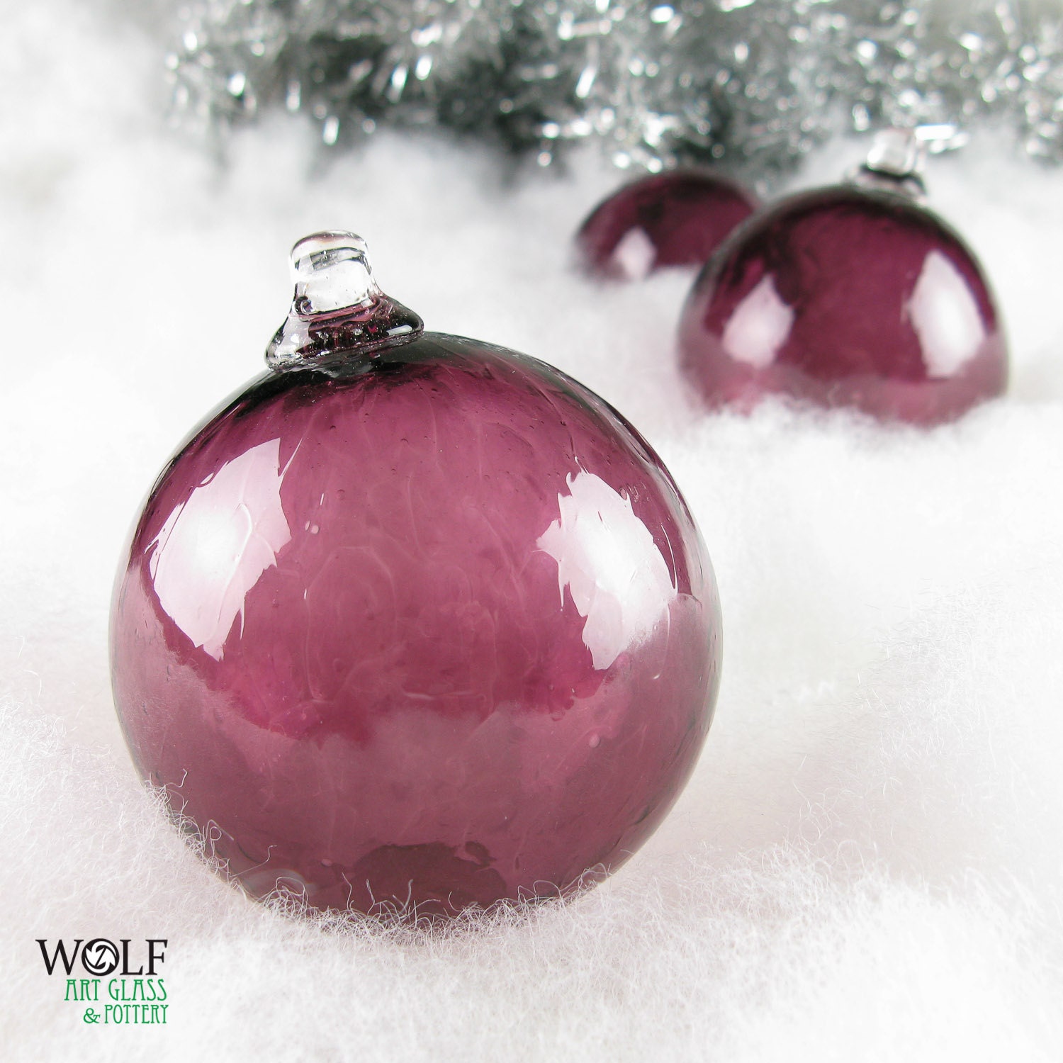 Glass Christmas Ornament Blown Glass Suncatcher Aubergine Wine Burgundy Plum