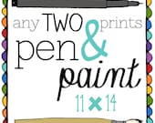 TWO 11x14 art prints, Inspirational Quote, Bible Verse, Scripture, Kitchen Art, Colorful, Joy Quote, Inspiring Quote