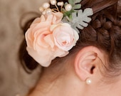 Peach wedding, peach hair flower, Peach flower hair clip