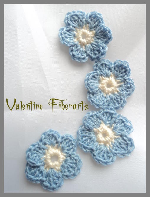 Blue and Cream color crochet flowers