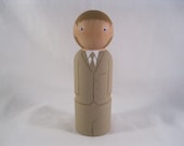 Peg Doll Sandy Hair Groom Tan Suit. Ready to ship