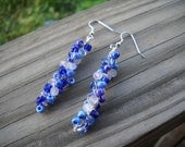 Frosted Blue Mix Beaded Crochet Earrings Set Available Many Color Options Hypoallergenic