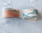 Marbled Silk Ribbon - turquoise and salmon
