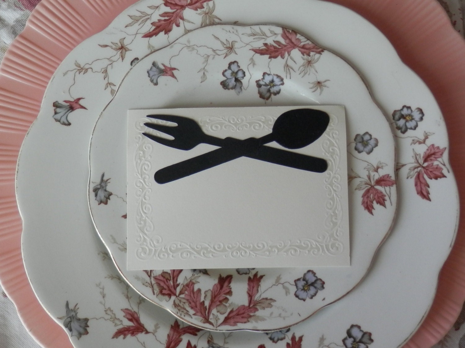 Place cards- Fork and Spoon- Wedding- Baby Shower- Party Decor- Buffet Card