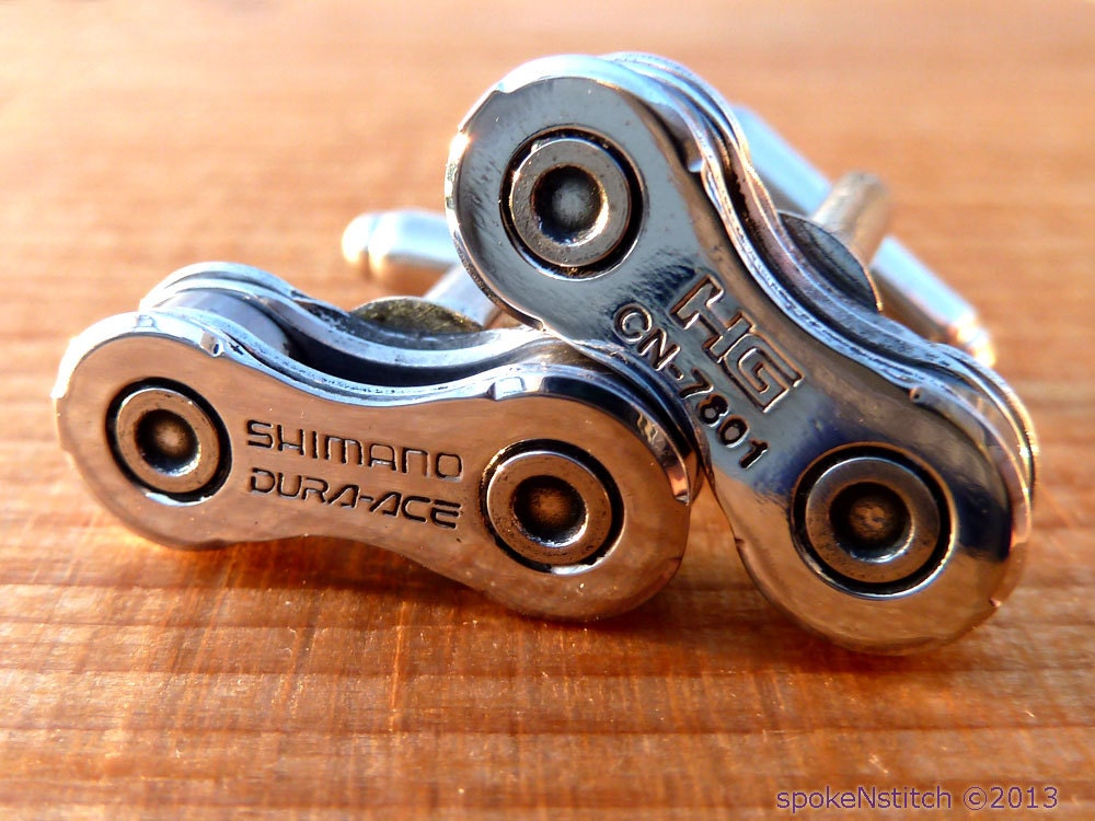 Cuff Links Mens Bicycle Chain Special Edition DURA ACE Bike Chain Upcycled - Cyclist Racer - Mountain Biker - Motorbike