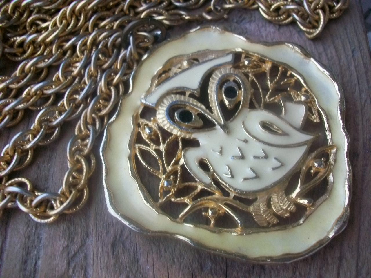 Whooo Do You Love - Vintage Enamel Owl Pendant Necklace