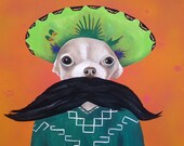 Chihuahua mexican sombrero mustache poncho PRINT