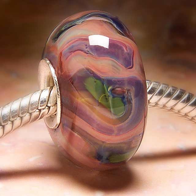 Pinks Garden European Art Glass Lampwork Cored Bead Charm