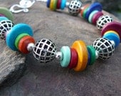 Colorful Bead Bracelet, Mykonos Bead Bracelet, Rainbow Bracelet