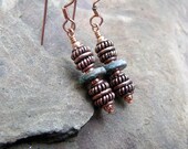 Copper Earrings - Beaded Earrings - Mykonos Earrings - Copper Dangle Earrings - Drop Earrings