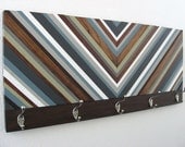 Wood Coat Rack - Chevron Art - Hat Rack - Hooks - Entryway