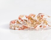Resin Stacking Ring Yellow Pink Gold Flakes Small Faceted Ring OOAK boho minimalist jewelry rusteam