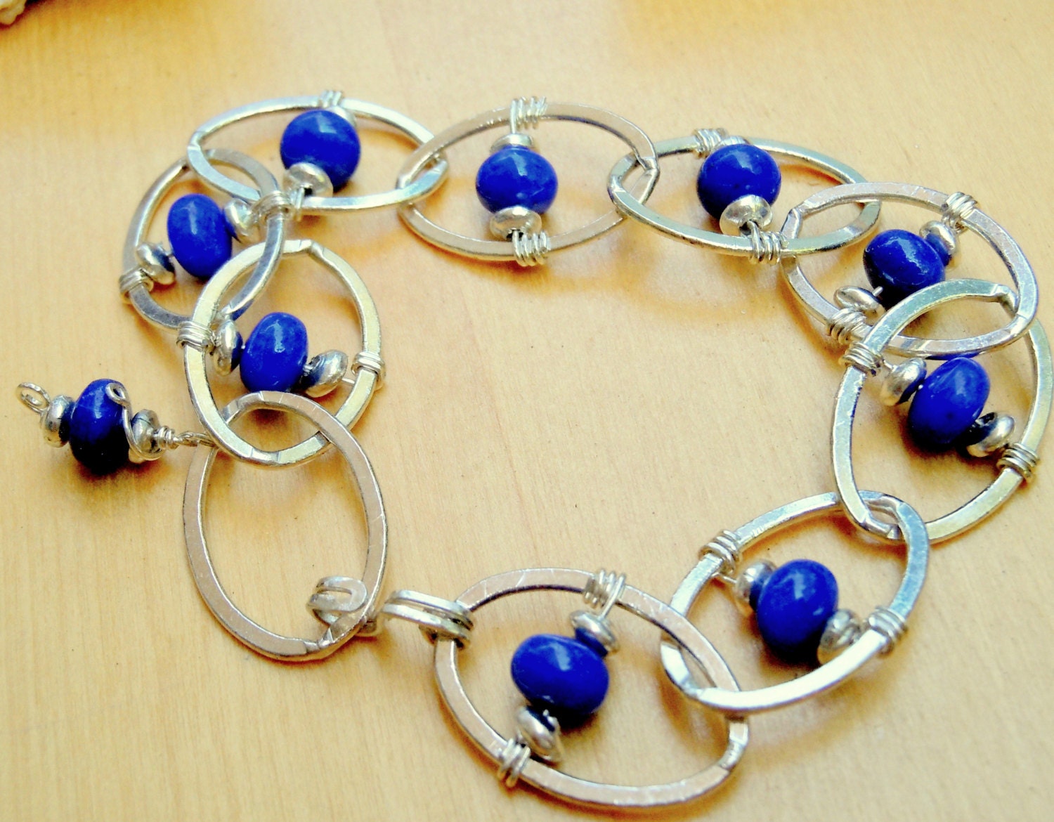 Lapis luzuli and sterling silver bracelet