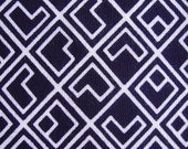 Cotton japanese yukata kimono fabric indigo blue white abstract shapes in diamonds 1m (11m available)