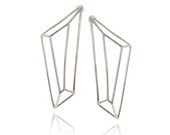 Architectural Structure Geometric Long Sterling Silver Earrings