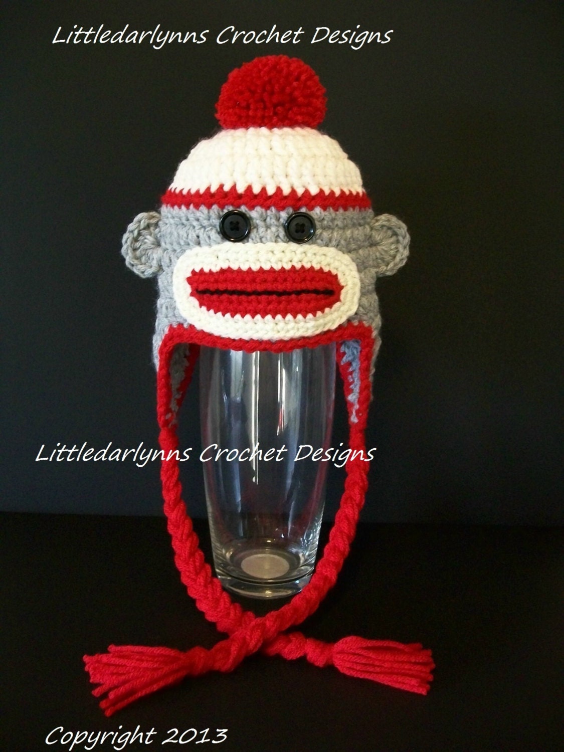 Gray Sock Monkey Hat Crochet - Girls Boys Baby Toddler Sock Monkey Beanie Hat - Adult Monkey hat - Photo Prop Hat