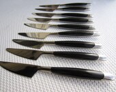 Vintage Mid Century Forged Steak Knives Black Handle Edward Don & Company Japan