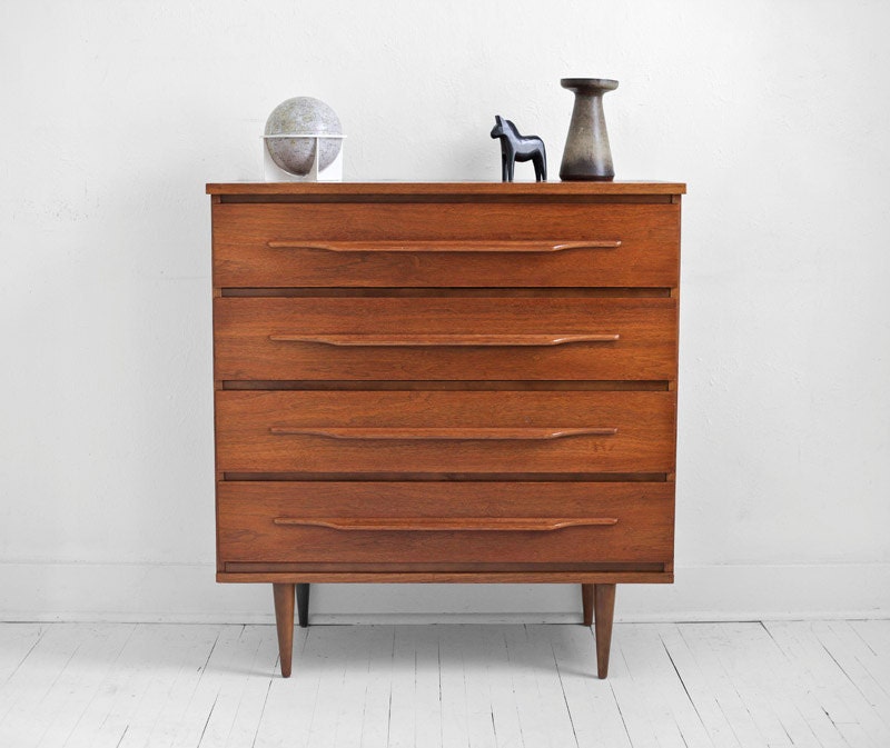 Mid Century Wood Dresser - Credenza, Modern, Retro, Cabinet, Tallboy