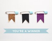 Purple leather pennant brooch