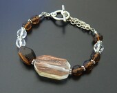 SALE Cat Eye Golden Rutilated Quartz Boho Bracelet Asymmetrical Bohemian Jewellery Yellow Cottage Chic Wrap Wrist Gemstone Beach Summer