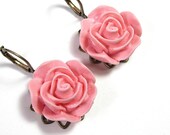 Flower Earrings, Dangle Earrings, Rose Resin Earrings, Womens Accessories, Fashion Jewelry, Gifts for Gardeners, Under 25
