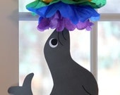 Circus Carnival Fair pom pom decorations SET OF TWO, seal balancing ball, elephant on ball Il_170x135