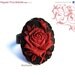 Holiday SALE Gothic Rose Ring. Black and Red Rose Cameo. Adjustable Ring. Goth Victorian. Cocktail Ring