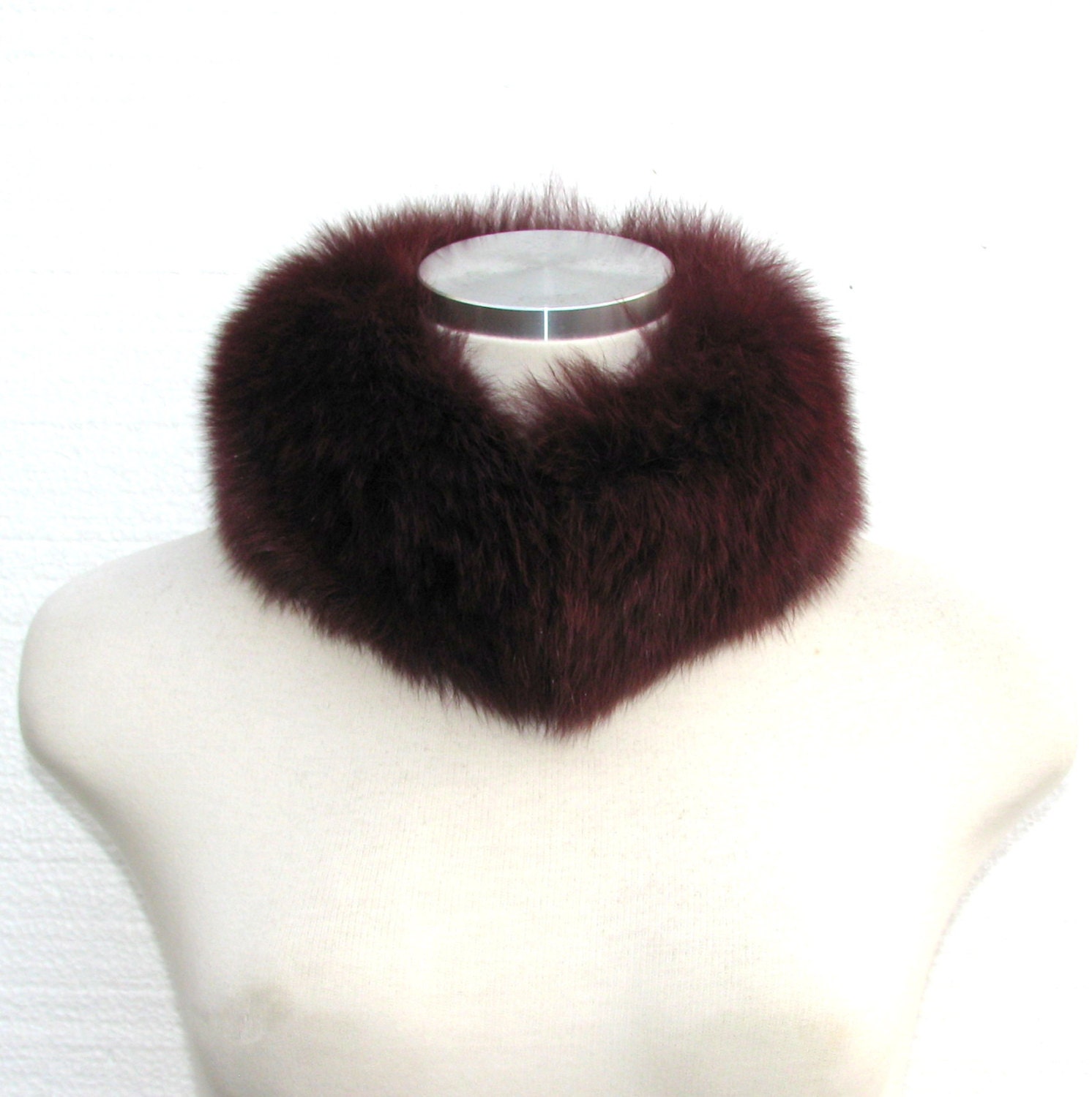 Vintage 60s Rabbit Fur Collar / Fur Collar / Fuchsia Fur / Burgundy Fur / Fur Necklace / 60s Collar / 60s Necklace