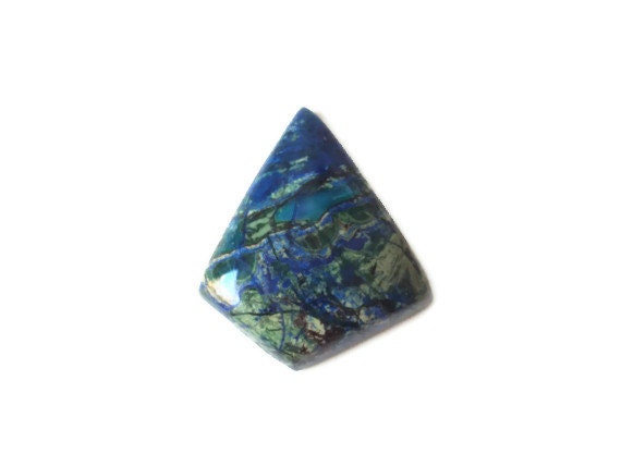 Azurite Malachite Cabochon, Cut and Polished Gemstone, Natural Jewelry Supplies, Great for Lapidary & Wire Wrapping, 3.2 grams / 16 carats