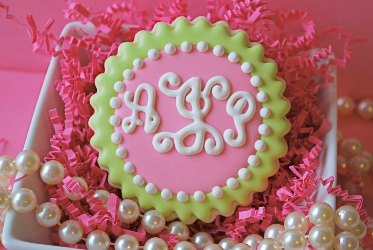 Preppy Script Monogram Decorated Sugar Cookies (12)