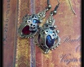 Blood Red Medieval Cross Earrings