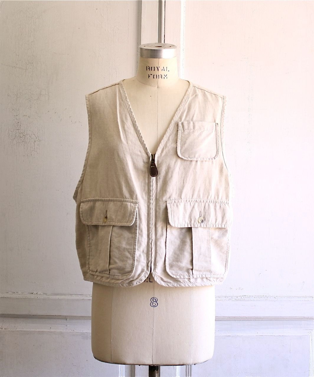 vintage Timberland linen fisherman vest unisex