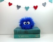 Eco Plush Pet Rock in Bright Blue - Handmade with Upcycled, Recycled, and Eco Friendly Materials
