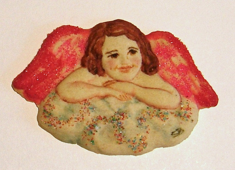 SIX Cherub Angel Hand Molded Sugar Cookies Baked Goods