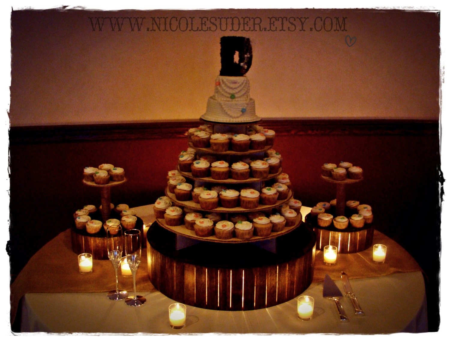 24" Rustic Wooden Plank Wedding Cake or Cupcake Stand (Custom Orders Welcome)