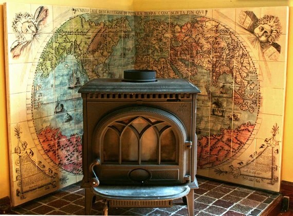 Antique World Map Mural ca. 1565