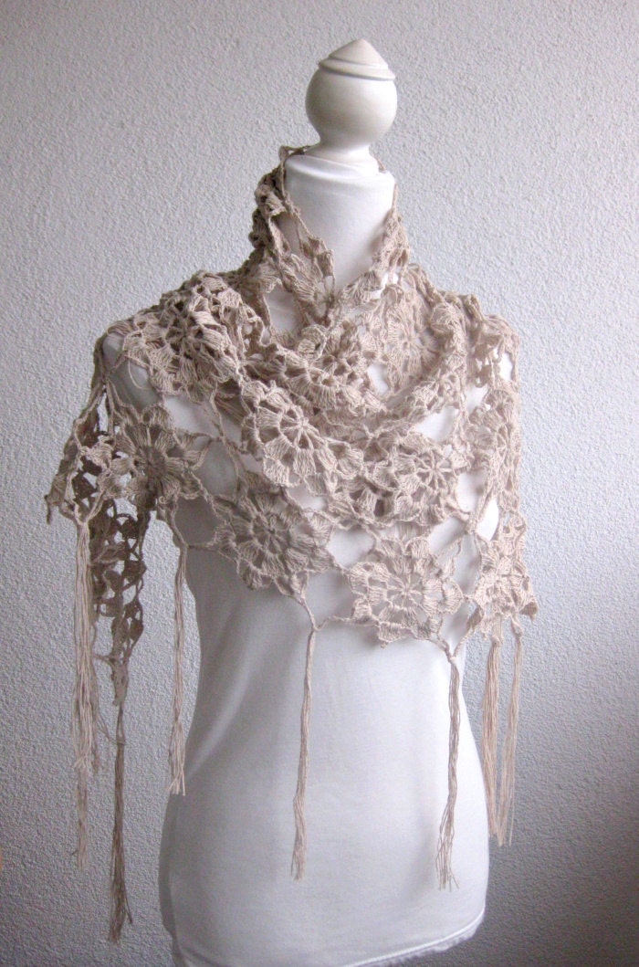 PDF CROCHET PATTERN, pattern for scarf, shawl, Beige, Crochet Scarf,  Tutorial, Shawl