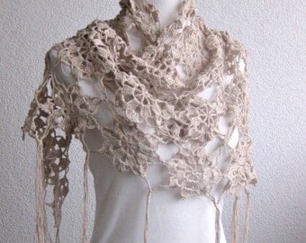 PDF CROCHET PATTERN, pattern for scarf, shawl, Beige, Crochet Scarf,  Tutorial, Shawl