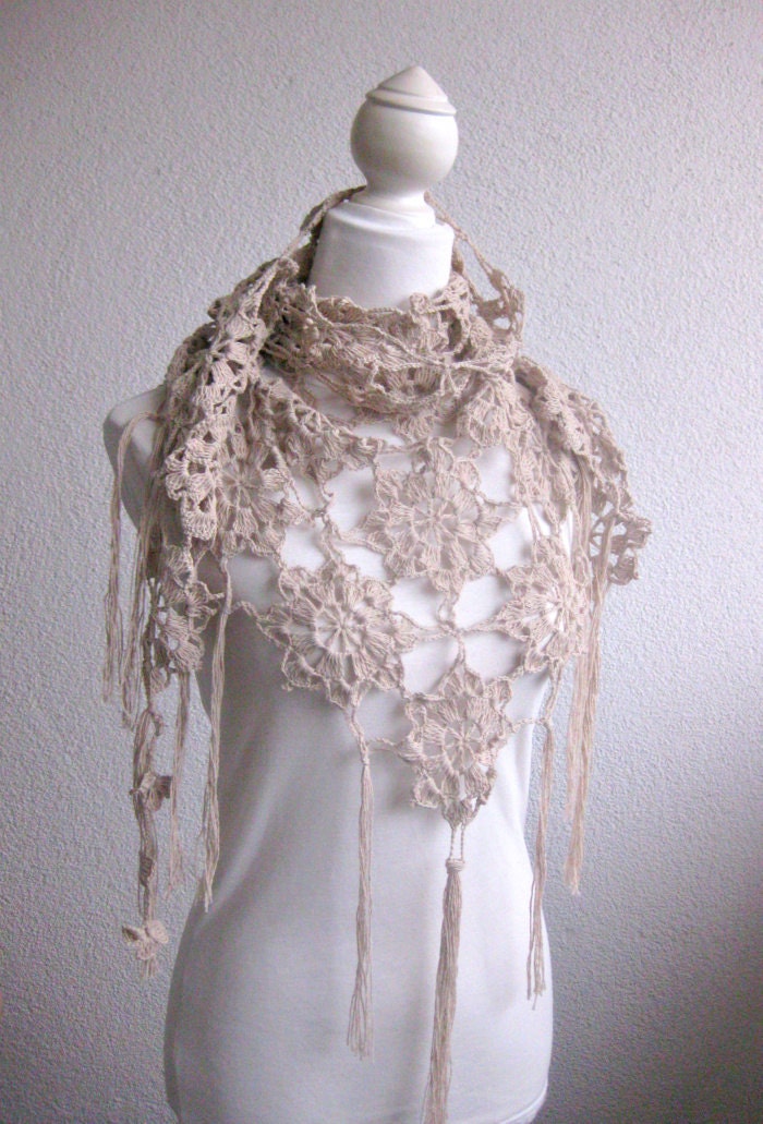 PDF CROCHET PATTERN, pattern for scarf, shawl, Beige, Crochet Scarf,  Tutorial, Shawl