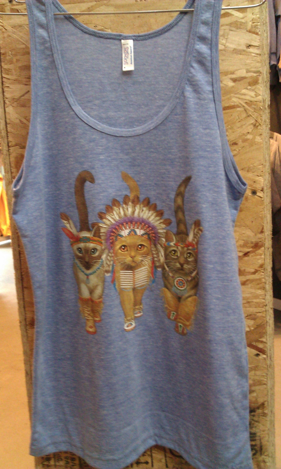 Three Native Kitty Cats Mens Tank Top American Apparel Athletic Blue