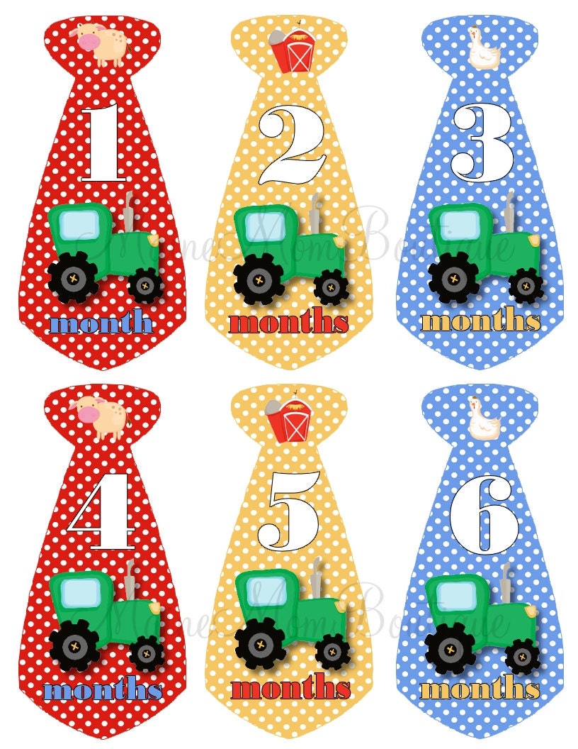 SALE Baby Boy Monthly Onesie Tie Stickers Farm Country Tractor John Deere