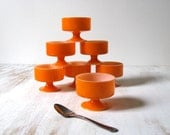 Mid-Century Retro Federal Glass Orange Dessert Cups