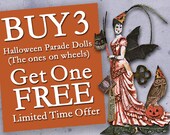SALE Digital Halloween Decorations - 3D DIY Paper Doll Downloads For Paper Crafts, Party Decorations