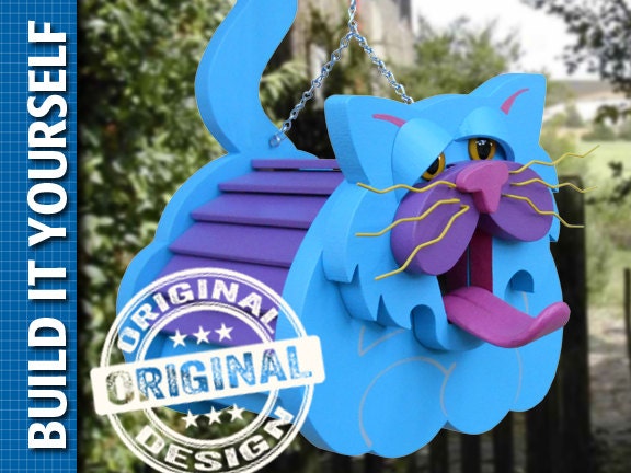 Cat Birdhouse 3-Page Plan with Templates