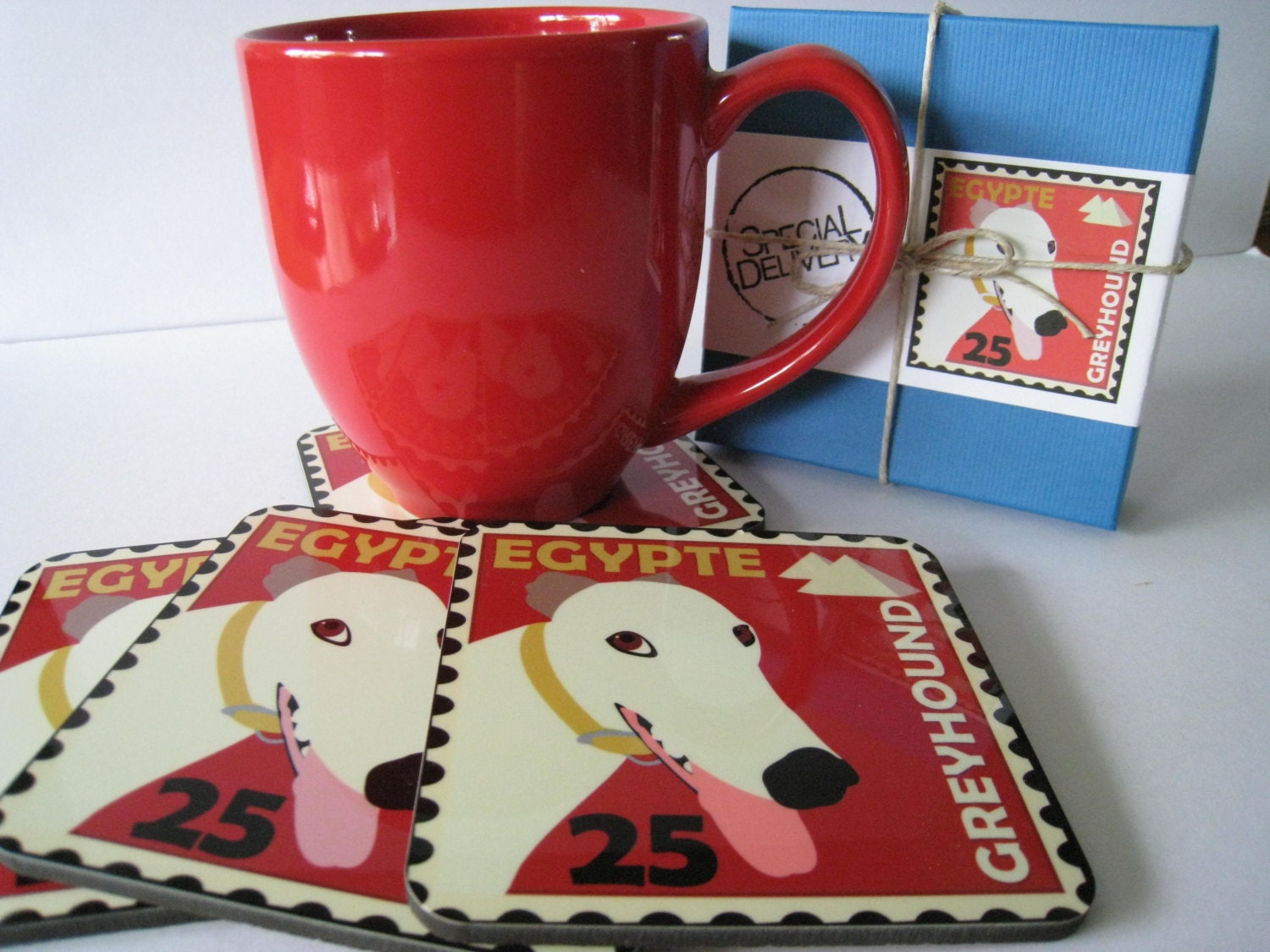Greyhound Art Dog CoastersDecor Hostess Gift