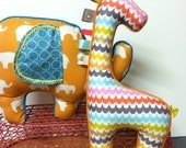 Piper and Sprout Elephant and Giraffe baby sensory stimulation stuffed toys