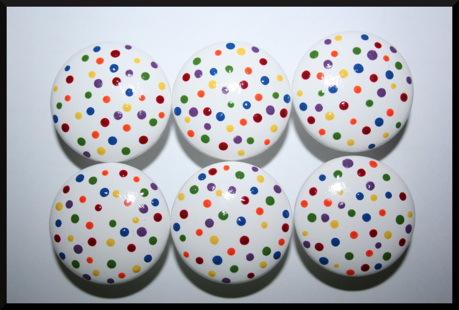 Colors of the Rainbow Polka Dot Dresser Knobs
