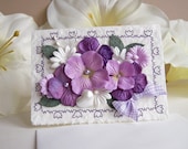 Note Card of Purple Floral and Pearls