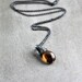 Caramel Brown Glass Necklace, Smoky Golden Brown Teardrop Oxidized Sterling Necklace - Honey Brown
