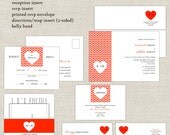 Chevron Wedding Invitations, Poppy Red Wedding Invitation, Modern Heart Wedding Invites, Geometrical, Modern, Chic, Bold, Initials Il_170x135
